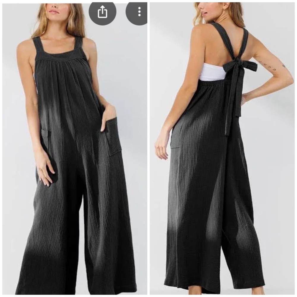 Cotton Gauze Jumpsuit Romper Tie Back Large Boutique Summer Boho Mom Comfort